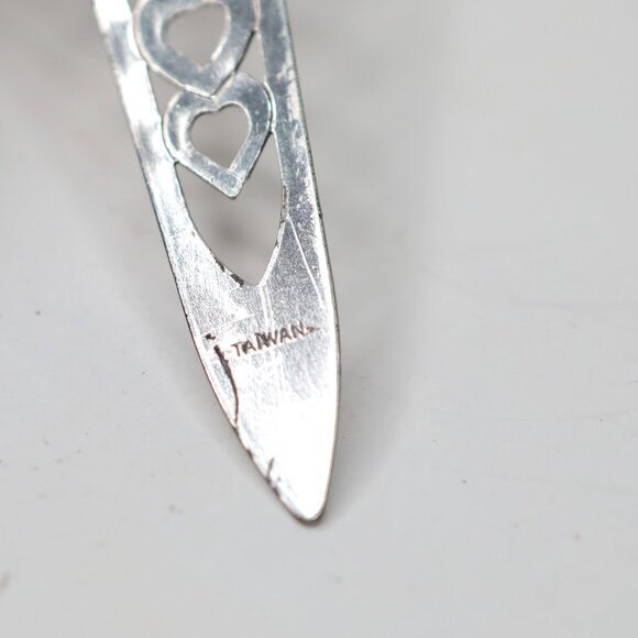 Vintage Brighton Bow Heart Retired Bookmark Silver Tone Metal Bookworm Taiwan - Picture 8 of 9